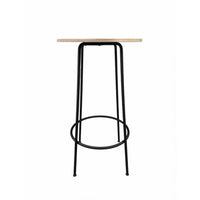 Neni 42 Inch Bar Table, Round Natural Brown Wood Top, Modern Black Metal - BM313537