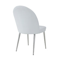 Era 24 Inch Set of 2 Dining Chairs, Curved Back, White Faux Leather, Chrome - BM313541