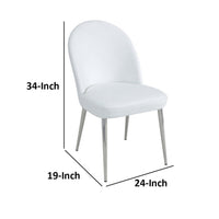 Era 24 Inch Set of 2 Dining Chairs, Curved Back, White Faux Leather, Chrome - BM313541