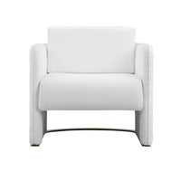 Usso 30 Inch Lounge Chair, Diamond Quilt, White Faux Leather Upholstery - BM313553