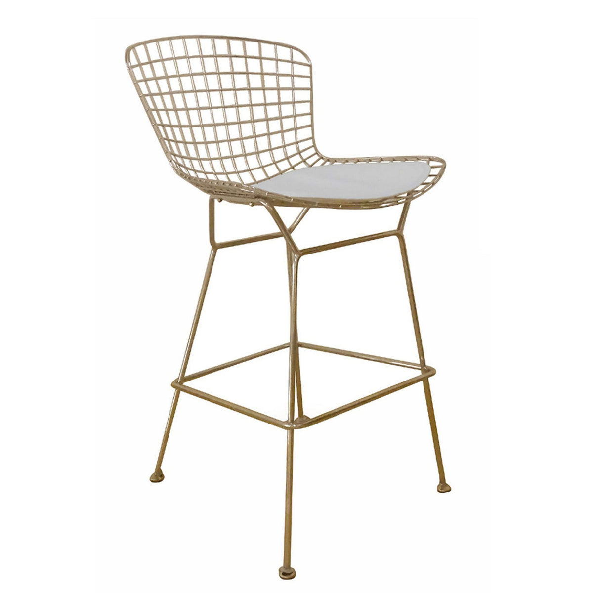 28 Inch Barstool Chair Set of 2 with 4 Cushions, Faux Leather, Gold Metal - BM313560