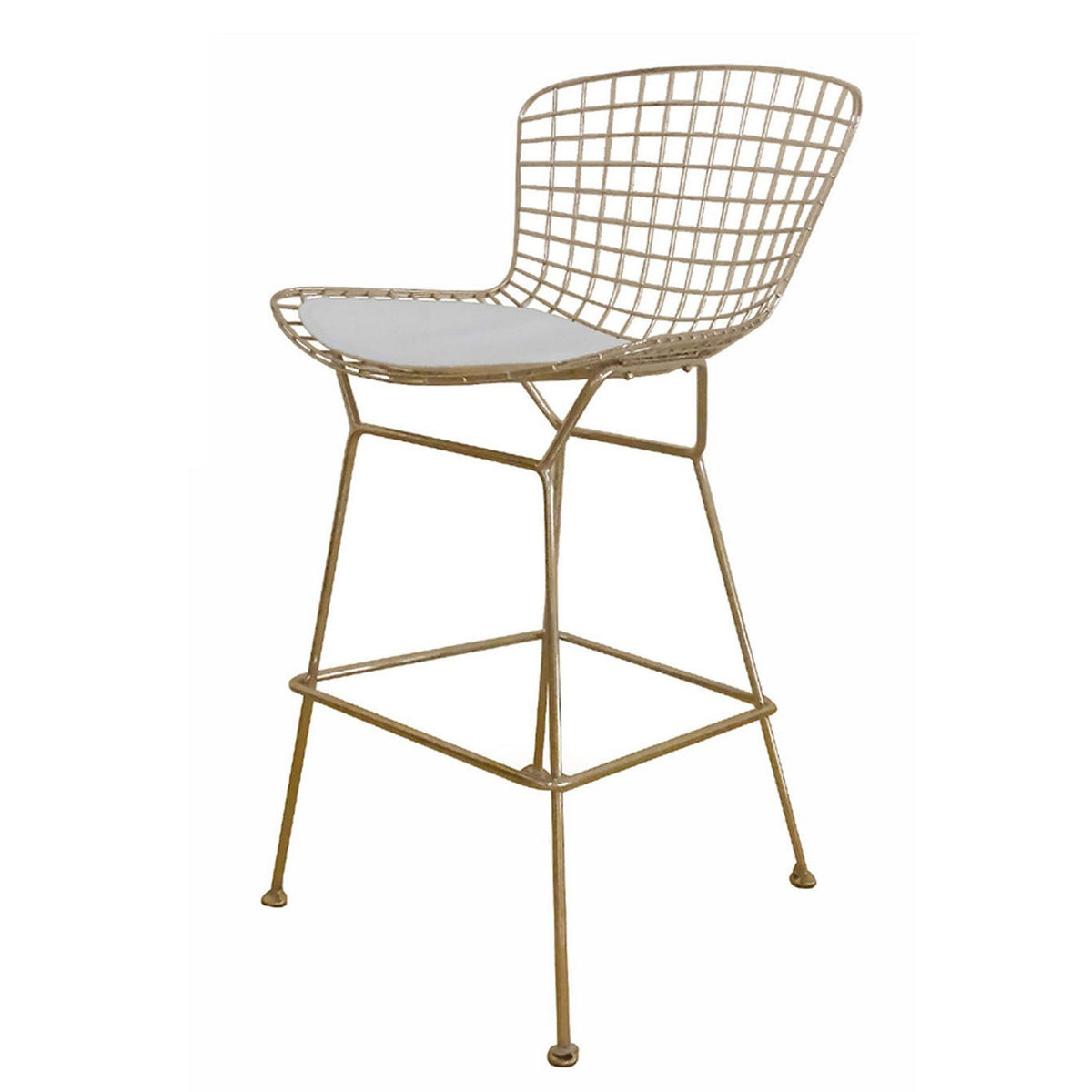 28 Inch Barstool Chair Set of 2 with 4 Cushions, Faux Leather, Gold Metal - BM313560