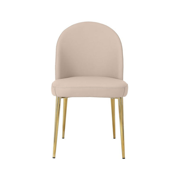 Era 24 Inch Dining Chair Set of 2, Curved Back, Beige Faux Leather, Gold - BM313562