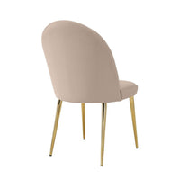 Era 24 Inch Dining Chair Set of 2, Curved Back, Beige Faux Leather, Gold - BM313562