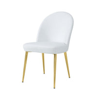 Era 24 Inch Dining Chair Set of 2, Curved Back, White Faux Leather, Gold - BM313563