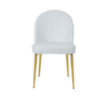 Era 24 Inch Dining Chair Set of 2, Curved Back, White Faux Leather, Gold - BM313563