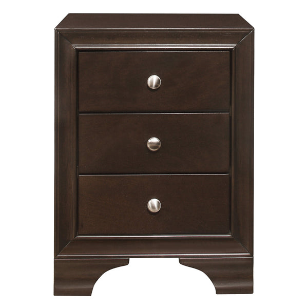 Folu 26 Inch Nightstand, USB Port, 3 Drawers with Chrome Knobs, Brown - BM313569