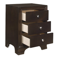 Folu 26 Inch Nightstand, USB Port, 3 Drawers with Chrome Knobs, Brown - BM313569