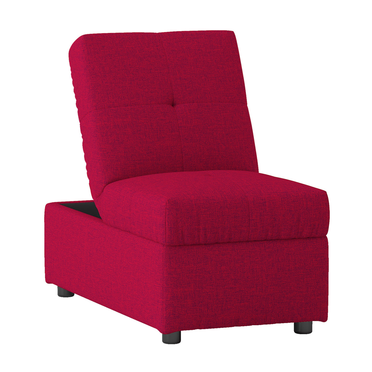 Caroline 41 Inch Storage Ottoman Chair, Tufted Seat, Adjustable Top, Red - BM313573