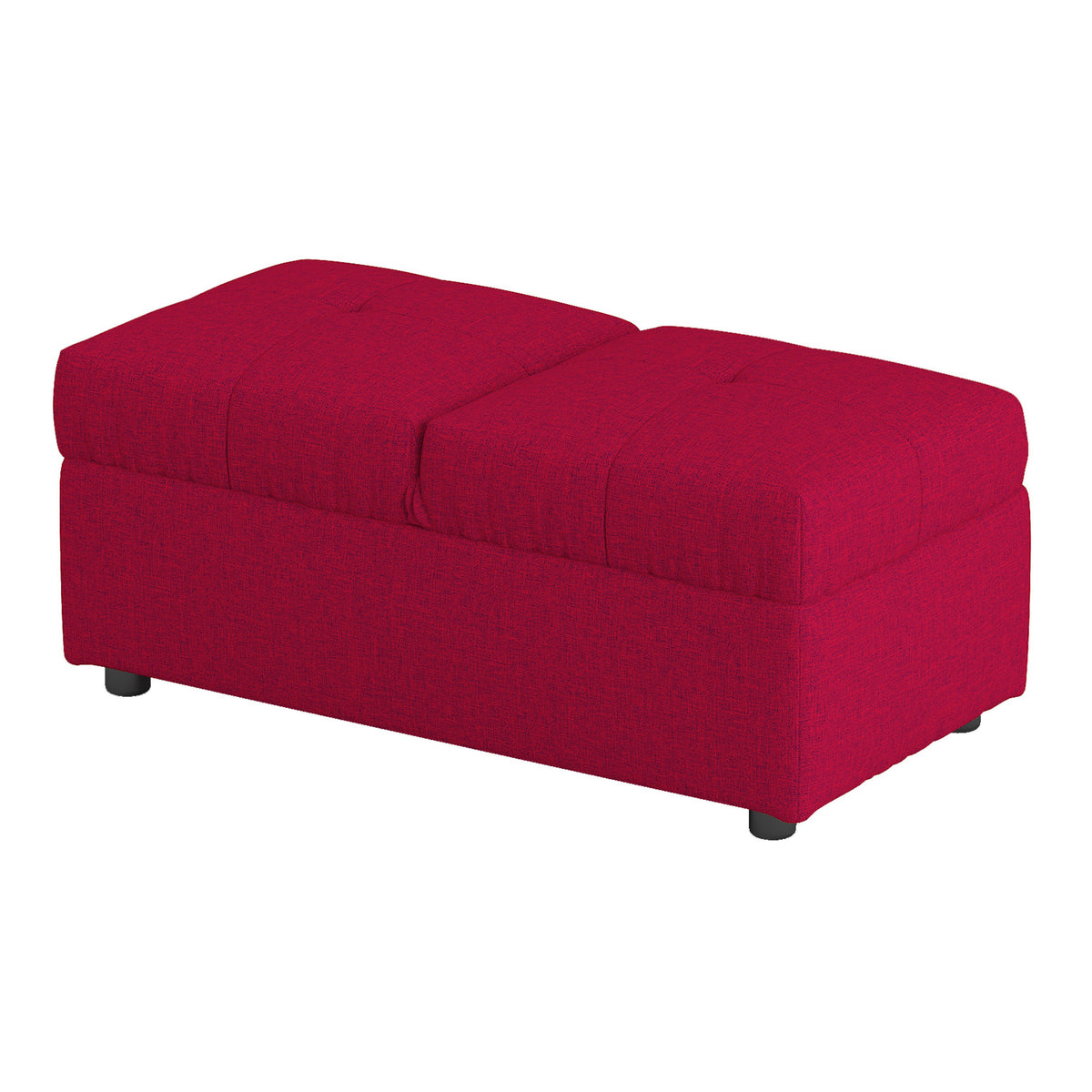 Caroline 41 Inch Storage Ottoman Chair, Tufted Seat, Adjustable Top, Red - BM313573