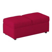 Caroline 41 Inch Storage Ottoman Chair, Tufted Seat, Adjustable Top, Red - BM313573