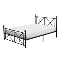 Leu Full Platform Bed, X Panel Accents with Medallion Centers, Black Metal - BM313574