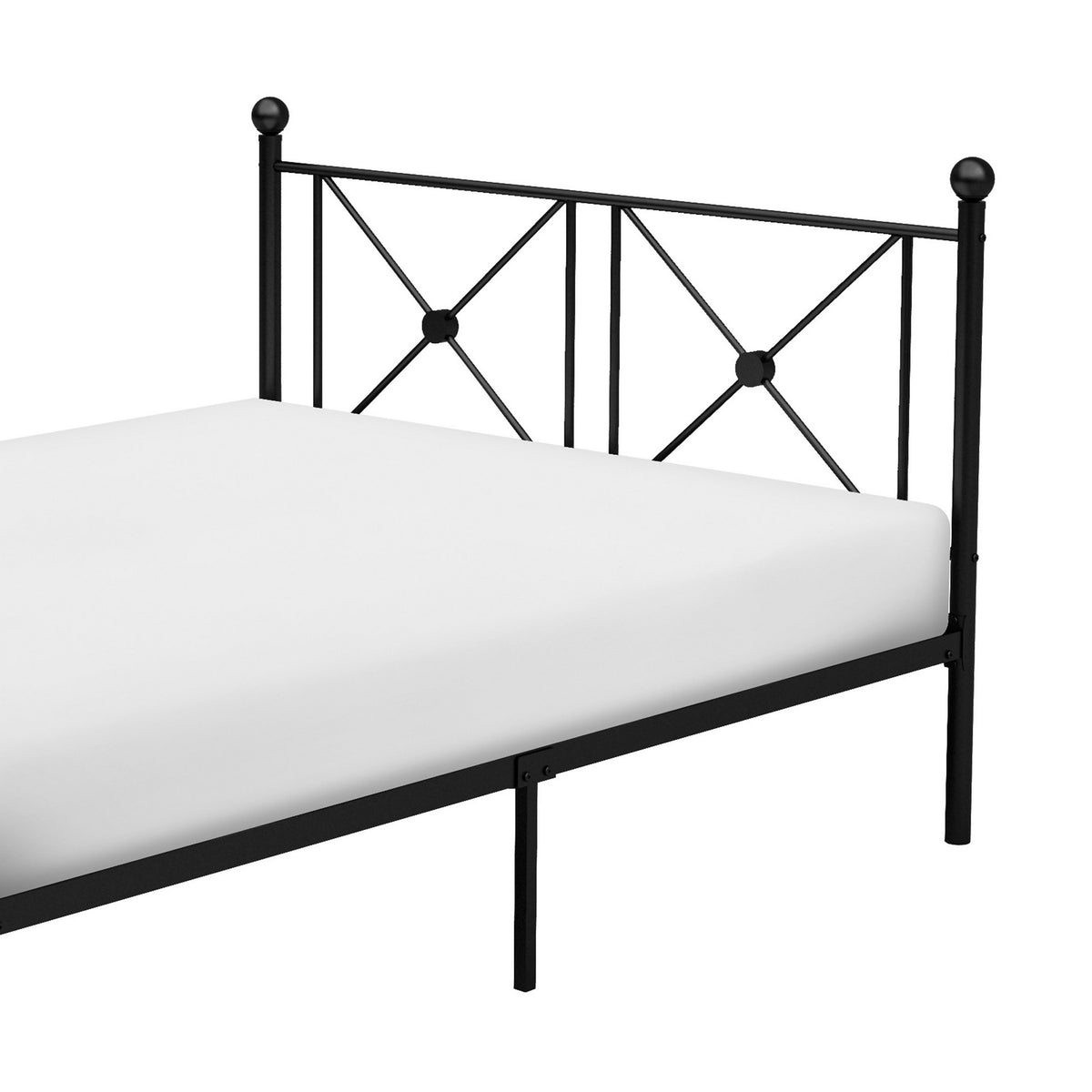 Leu Full Platform Bed, X Panel Accents with Medallion Centers, Black Metal - BM313574