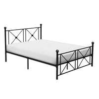 Leu Full Platform Bed, X Panel Accents with Medallion Centers, Black Metal - BM313574