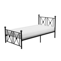 Leu Twin Platform Bed, X Panel Accents with Medallion Centers, Black Metal - BM313575