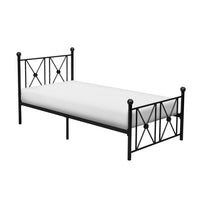 Leu Twin Platform Bed, X Panel Accents with Medallion Centers, Black Metal - BM313575