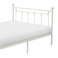 Leu Full Platform Bed, Open Slatted Frame with Ball Finials, White Metal - BM313576