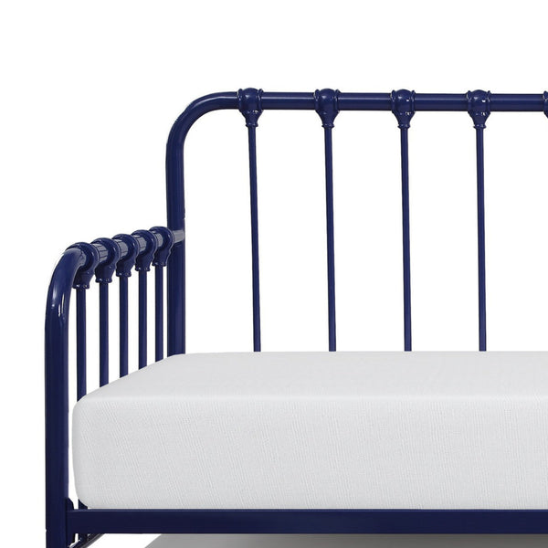 Ziva Daybed with Lift Up Trundle, Navy Blue Metal Frame, Folding Legs - BM313584