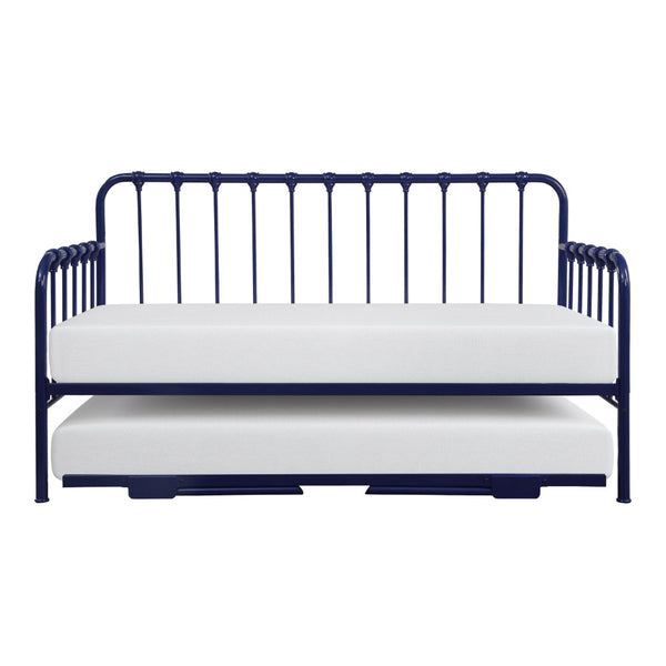 Ziva Daybed with Lift Up Trundle, Navy Blue Metal Frame, Folding Legs - BM313584
