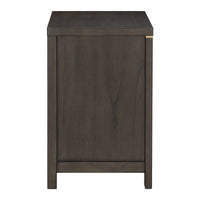 Carie 29 Inch Nightstand, 3 Drawers, Gold Accent Handles, Brown Gray Wood - BM313590