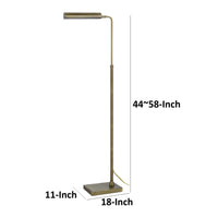 Kime 44-58 Inch Floor Lamp, Adjustable Height, LED, Antique Brass Finish - BM313618