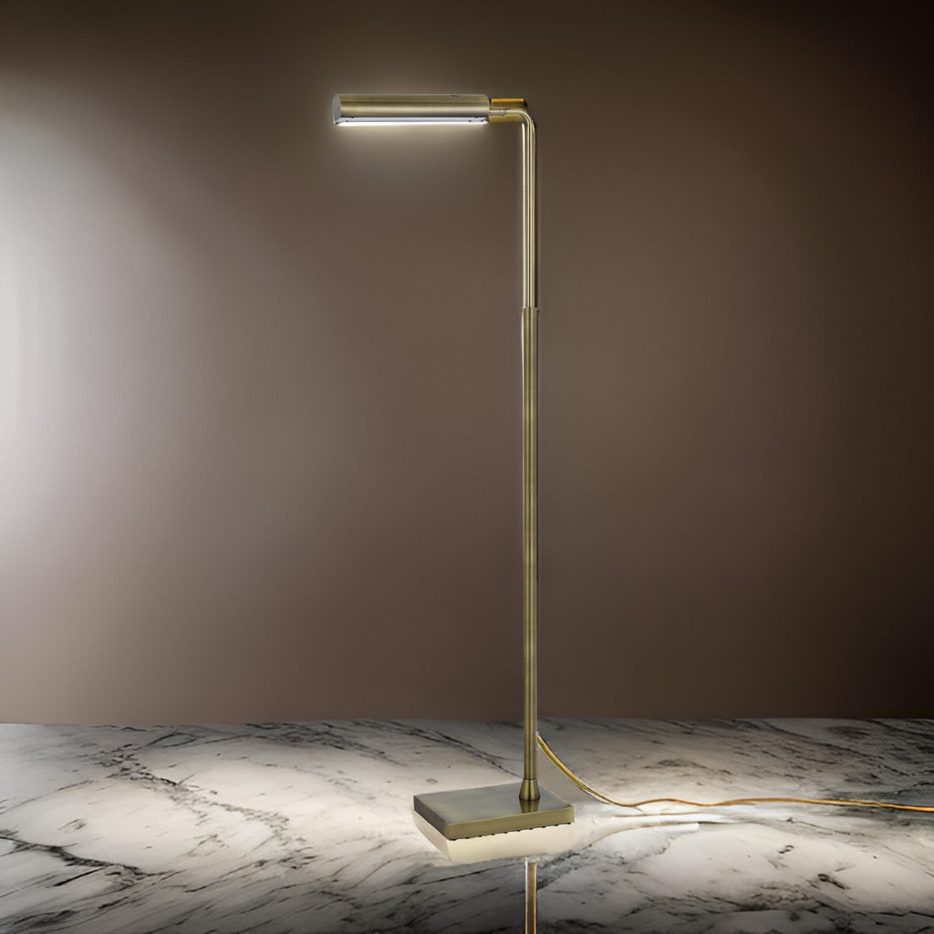 Benzara Kime 44-58 Inch Floor Lamp, Adjustable Height, LED, Antique ...