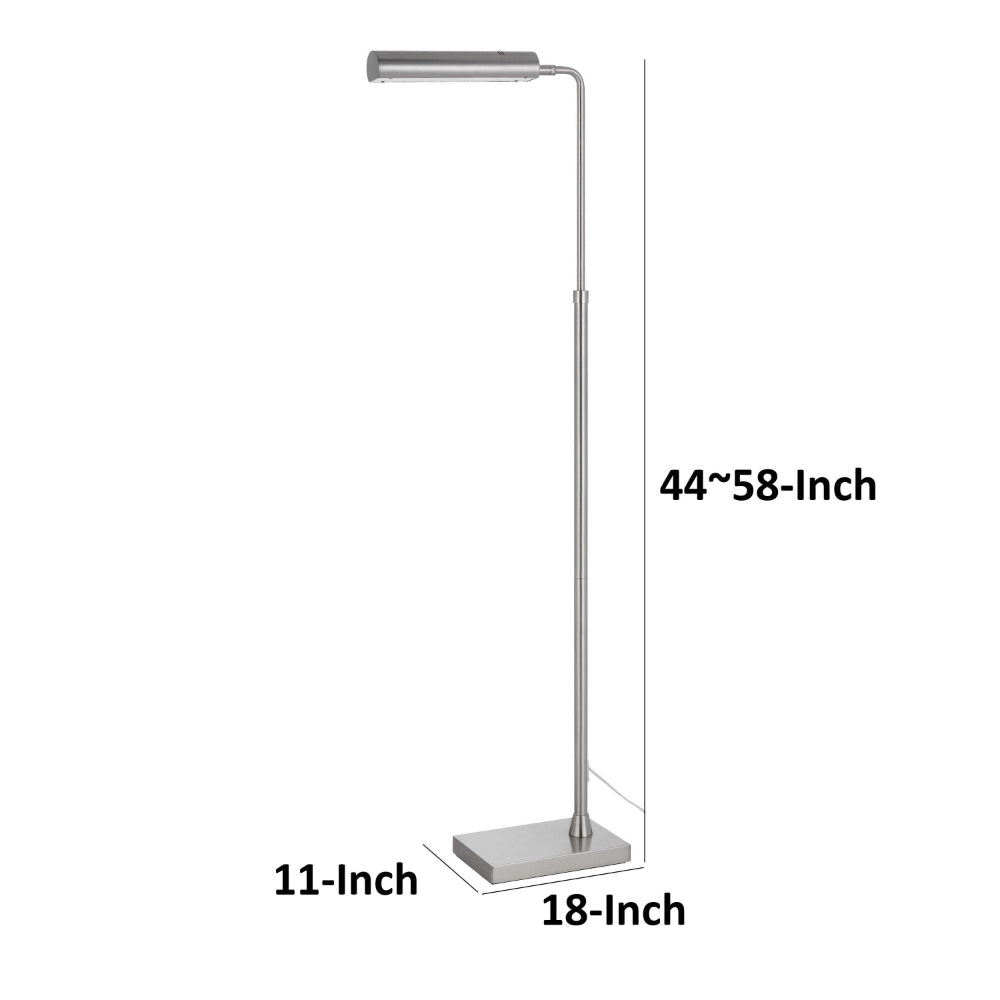 Kime 44-58 Inch Floor Lamp, Adjustable Height, LED, Brushed Steel Finish - BM313619