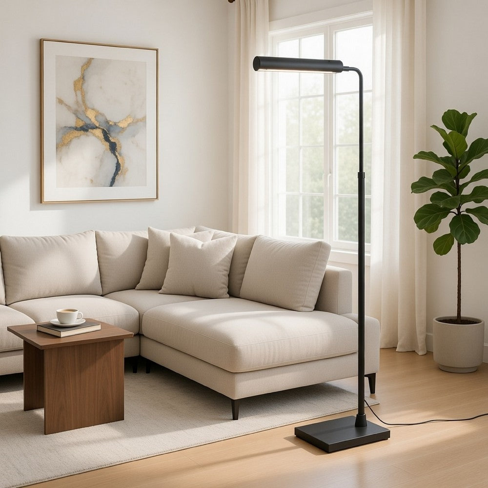 Kime 44-58 Inch Floor Lamp, Adjustable Height, LED, Charcoal Grey Finish - BM313620