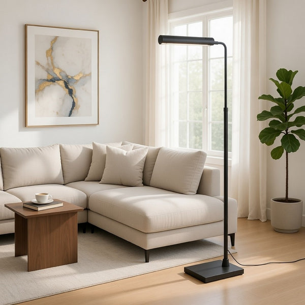 Kime 44-58 Inch Floor Lamp, Adjustable Height, LED, Charcoal Grey Finish - BM313620