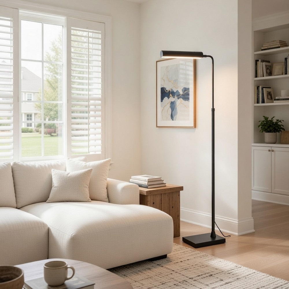 Kime 44-58 Inch Floor Lamp, Adjustable Height, LED, Charcoal Grey Finish - BM313620