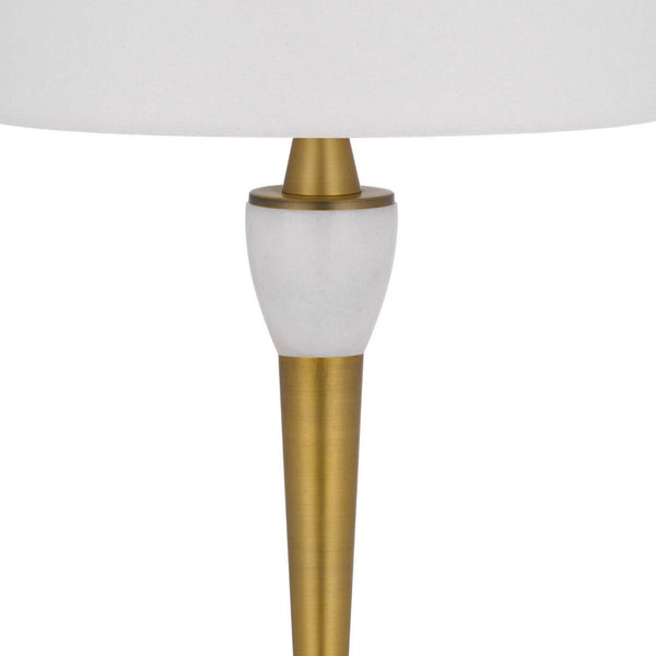 31 Inch Table Lamp with White Drum Shade, Clear Crystal Base, Brass Finish - BM313621