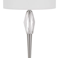 32 Inch Table Lamp with White Drum Shade, Marble Base, Brushed Steel - BM313622