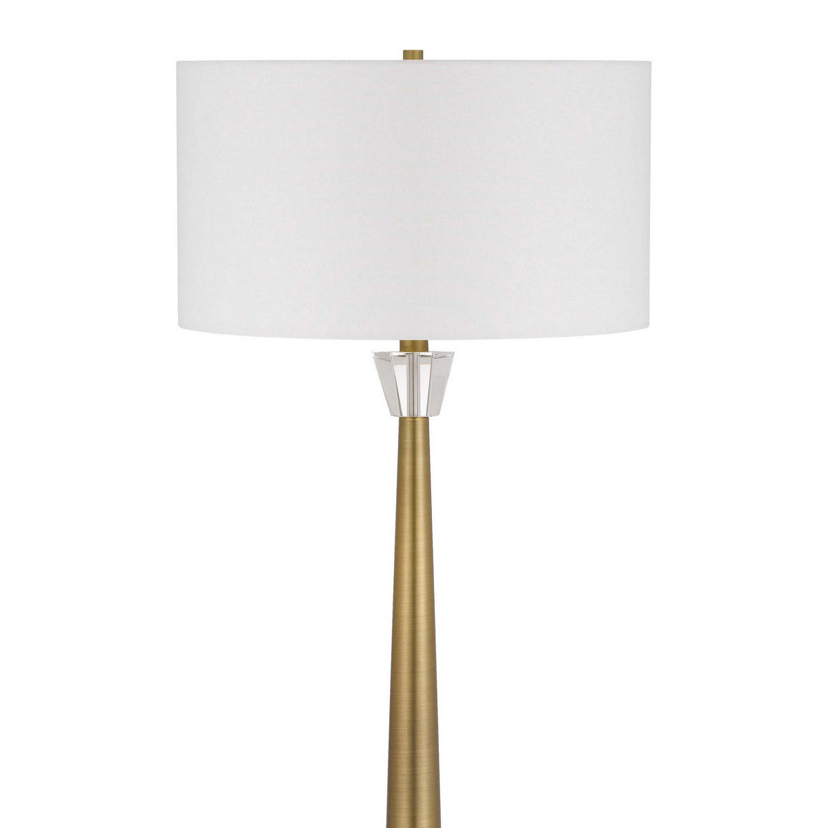 62 Inch Floor Lamp with White Drum Shade, Marble Base, Crystal, Brass - BM313623