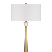 62 Inch Floor Lamp with White Drum Shade, Marble Base, Crystal, Brass - BM313623