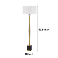 62 Inch Floor Lamp with White Drum Shade, Marble Base, Crystal, Brass - BM313623