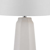 Niu 30 Inch Table Lamp Set of 2, Drum Shade, Sandy White Ceramic Prism Base - BM313625