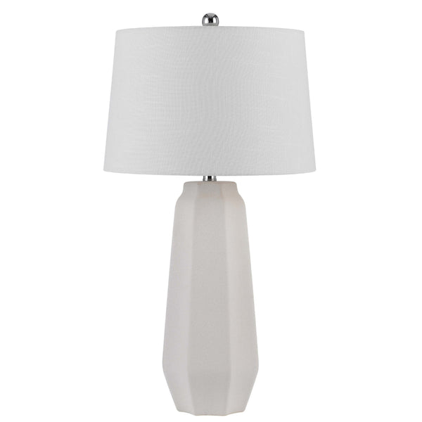 Niu 30 Inch Table Lamp Set of 2, Drum Shade, Sandy White Ceramic Prism Base - BM313625