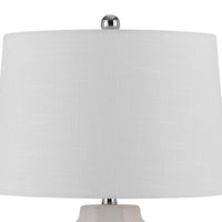 Niu 30 Inch Table Lamp Set of 2, Drum Shade, Sandy White Ceramic Prism Base - BM313625