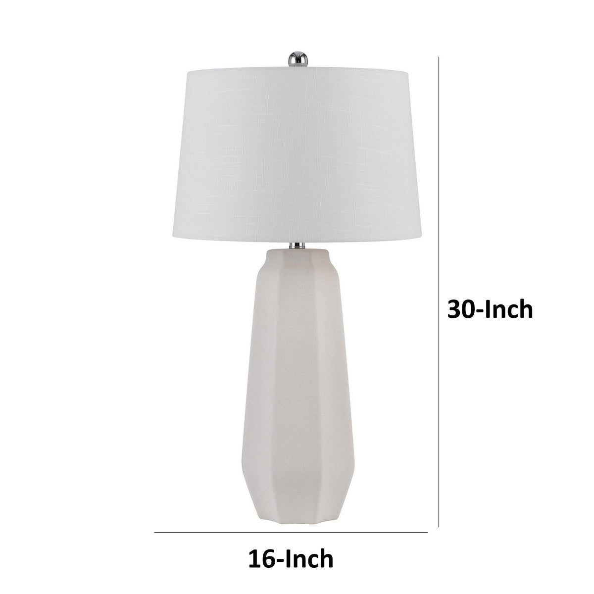 Niu 30 Inch Table Lamp Set of 2, Drum Shade, Sandy White Ceramic Prism Base - BM313625