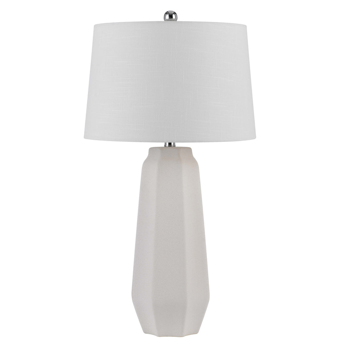 Niu 30 Inch Table Lamp Set of 2, Drum Shade, Sandy White Ceramic Prism Base - BM313625