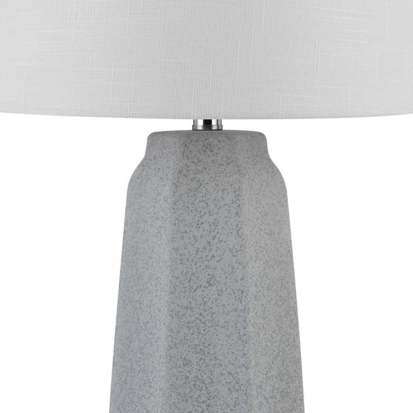 Niu 30 Inch Table Lamp Set of 2, Drum Shade, Stone Gray Ceramic Prism Base - BM313626