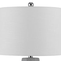 Niu 30 Inch Table Lamp Set of 2, Drum Shade, Stone Gray Ceramic Prism Base - BM313626