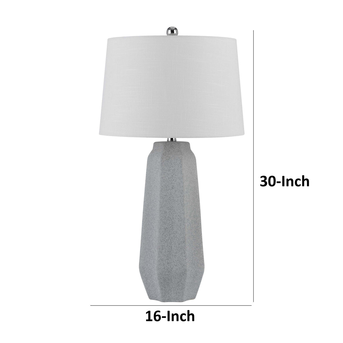 Niu 30 Inch Table Lamp Set of 2, Drum Shade, Stone Gray Ceramic Prism Base - BM313626