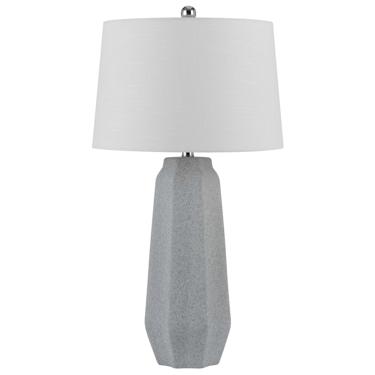 Niu 30 Inch Table Lamp Set of 2, Drum Shade, Stone Gray Ceramic Prism Base - BM313626