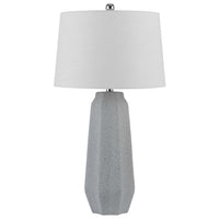 Niu 30 Inch Table Lamp Set of 2, Drum Shade, Stone Gray Ceramic Prism Base - BM313626