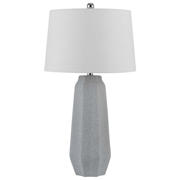 Niu 30 Inch Table Lamp Set of 2, Drum Shade, Stone Gray Ceramic Prism Base - BM313626