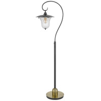 Lem 65 Inch Floor Lamp, Classic Lantern, Glass Shade, Bronze Metal Finish - BM313628