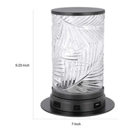 Hem 9 Inch Accent Lamp, LED, Leaf Pattern Glass Shade, Gray Metal Finish - BM313630