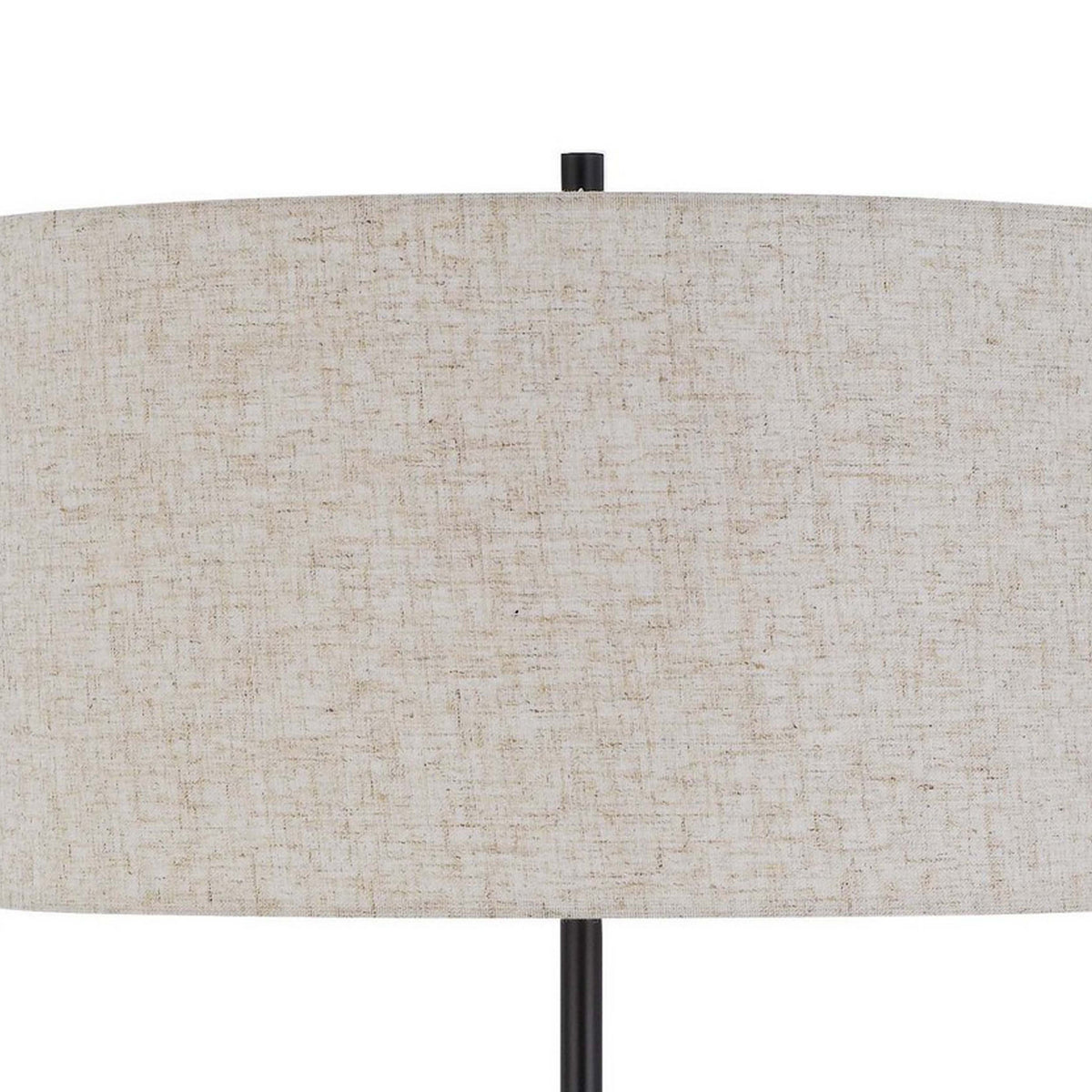 Sie 59 Inch Floor Lamp, White Linen Shade, Round Base, Black Metal Pole - BM313632