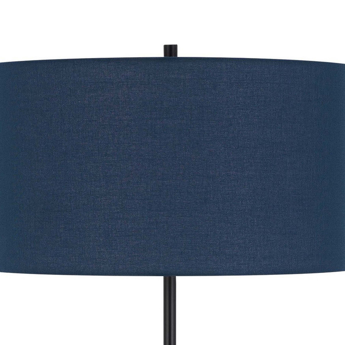 Sie 59 Inch Floor Lamp, Navy Blue Linen Shade, Round Base, Black Metal Pole - BM313633